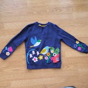 Kids' Navy Blue Bird Embroidered Sweatshirt